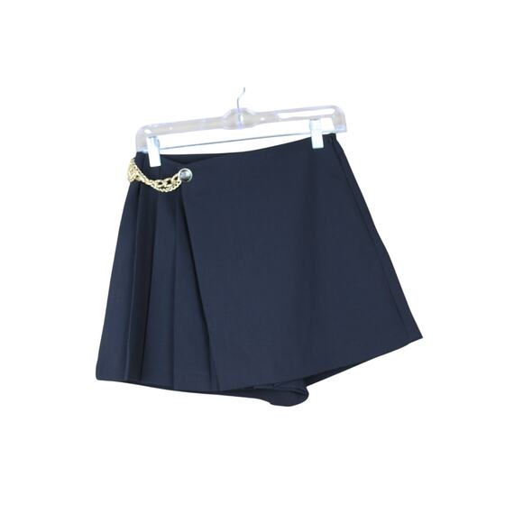 Zara Dresses & Skirts - NWT Zara Black w/ Gold Chain Detail Pleated Side Zipper Dressy Skort Size S